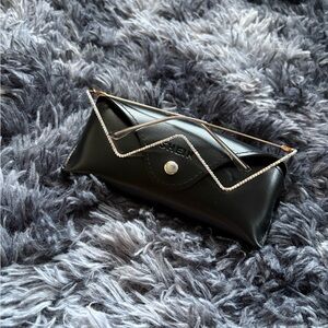 SHEIN Statement Glassless Rhinestone Half Frame Sunglasses